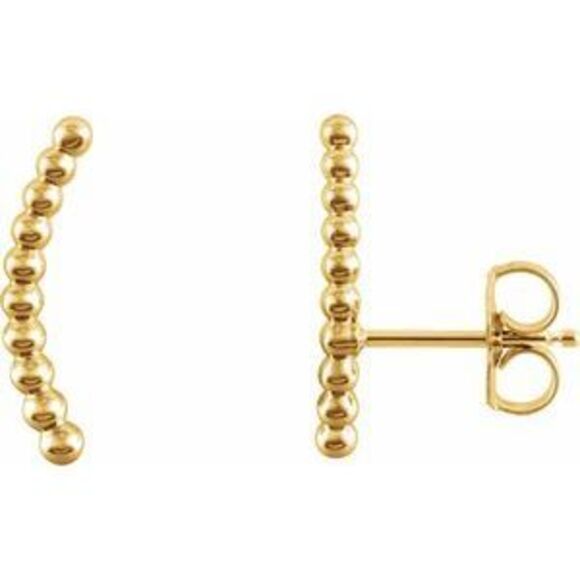 14K Yellow Beaded Ear Climbers,All Products : American Fashion Style Bags On Sale
